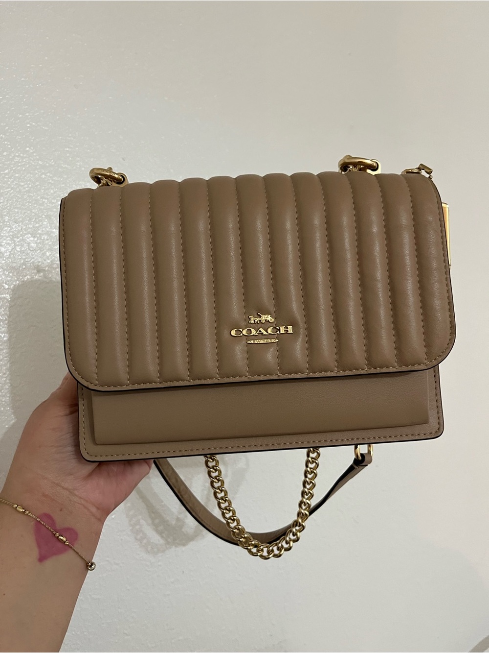 Coach Klare Crossbody Shoulder Bag Linear Quilting Taupe